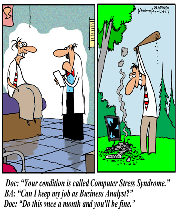 Humor - Cartoon: There is a cure for the Computer Stress Syndrome… no need to suffer any longer!
